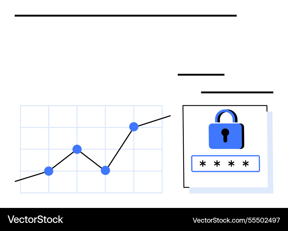 Data growth visualization with security concept Data growth visualization with security concept vector image