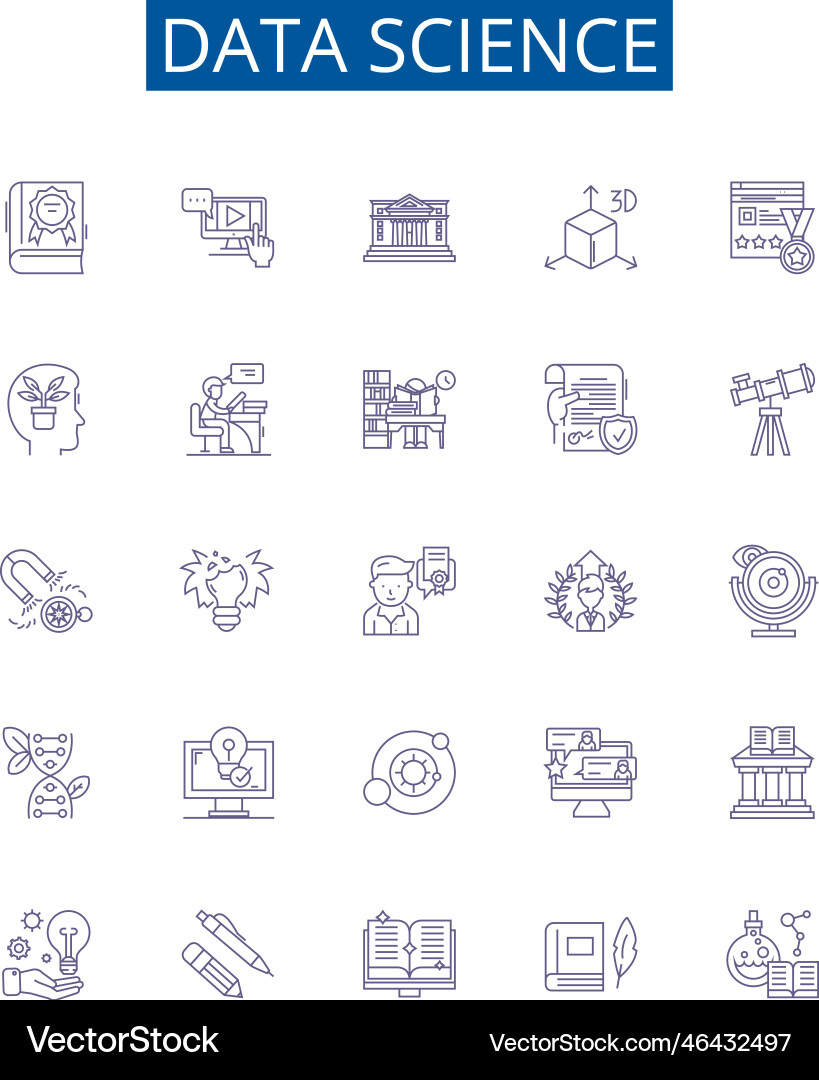 Data science line icons signs set design Data science line icons signs set design Vector Image