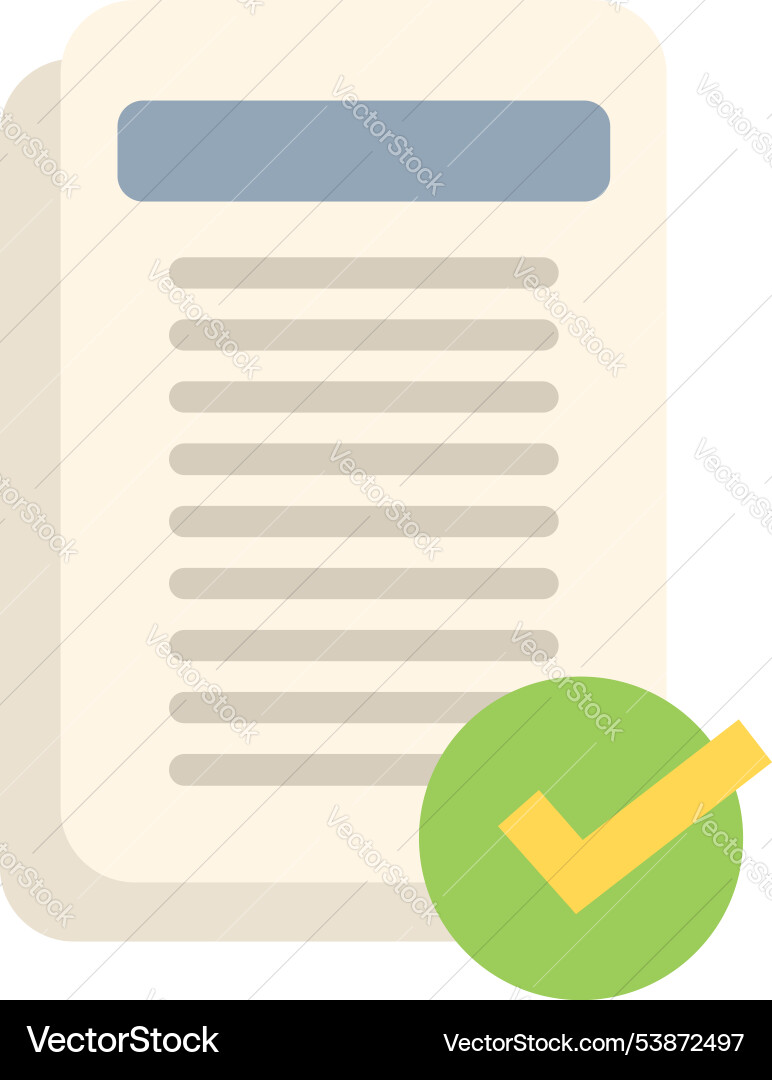 Document being marked with a check mark icon Document being marked with a check mark icon vector image