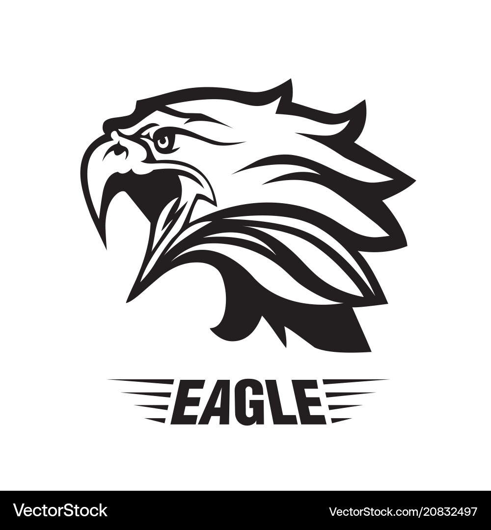 Eagle head fly logo black icon tattoo Eagle head fly logo black icon tattoo vector image