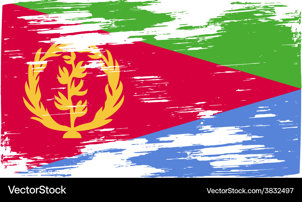 Flag of eritrea with old texture vector image