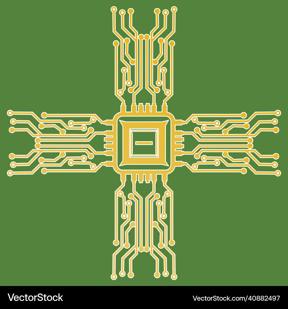 Flat microelectronics circuits circuit board vector image
