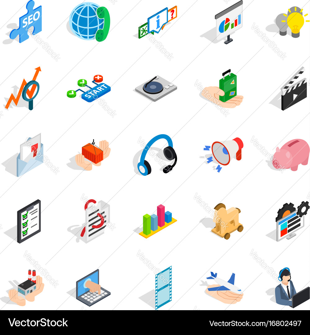 Game development icons set isometric style vector image