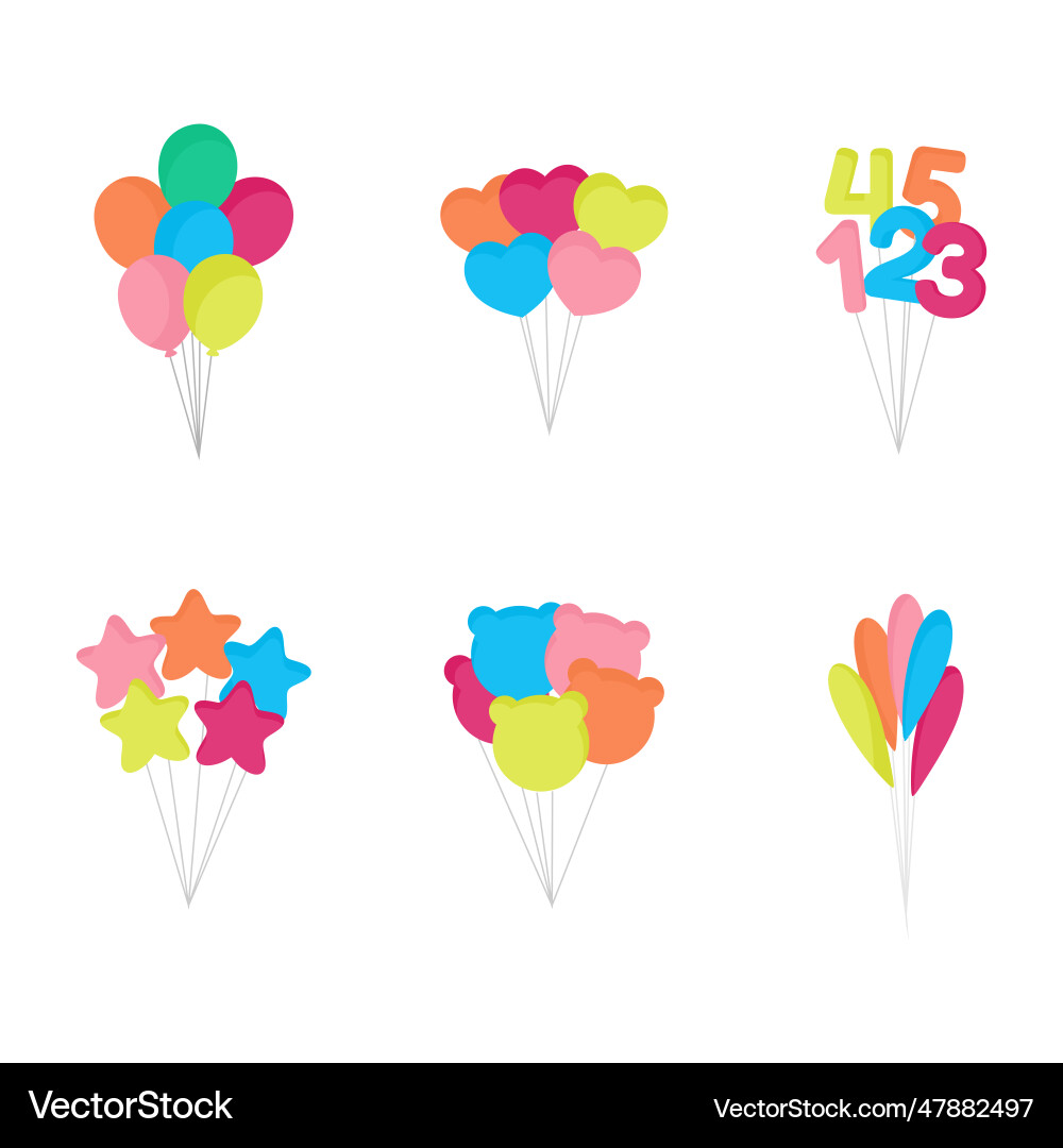 Geburtstagsballon Set bunte Objekte in flach Geburtstagsballon Set bunte Objekte in flach vektorbild