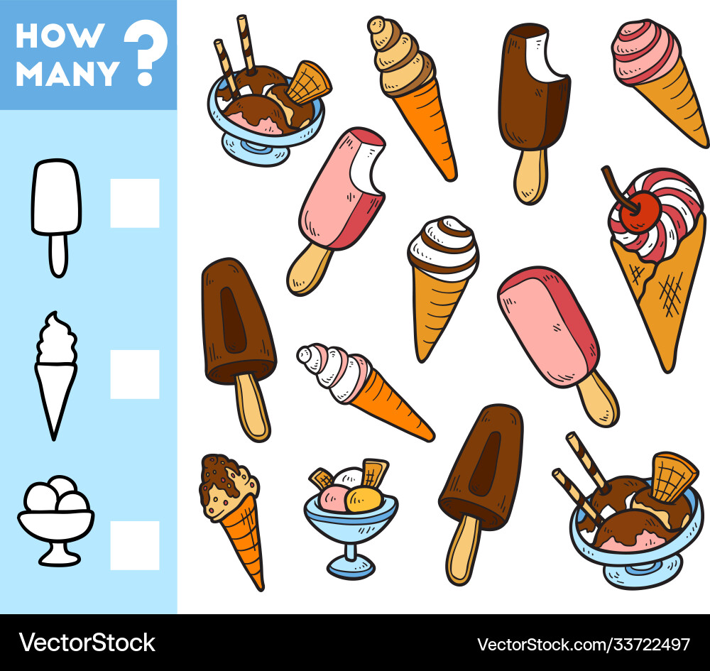Ice Cream Counting Game for Kids vector image