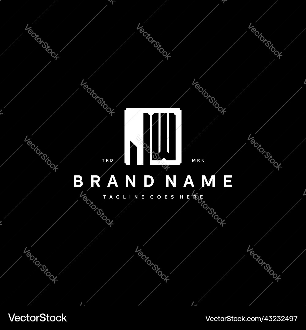 Jw monogram logo design with square rectangular Jw monogram logo design with square rectangular Vector Image