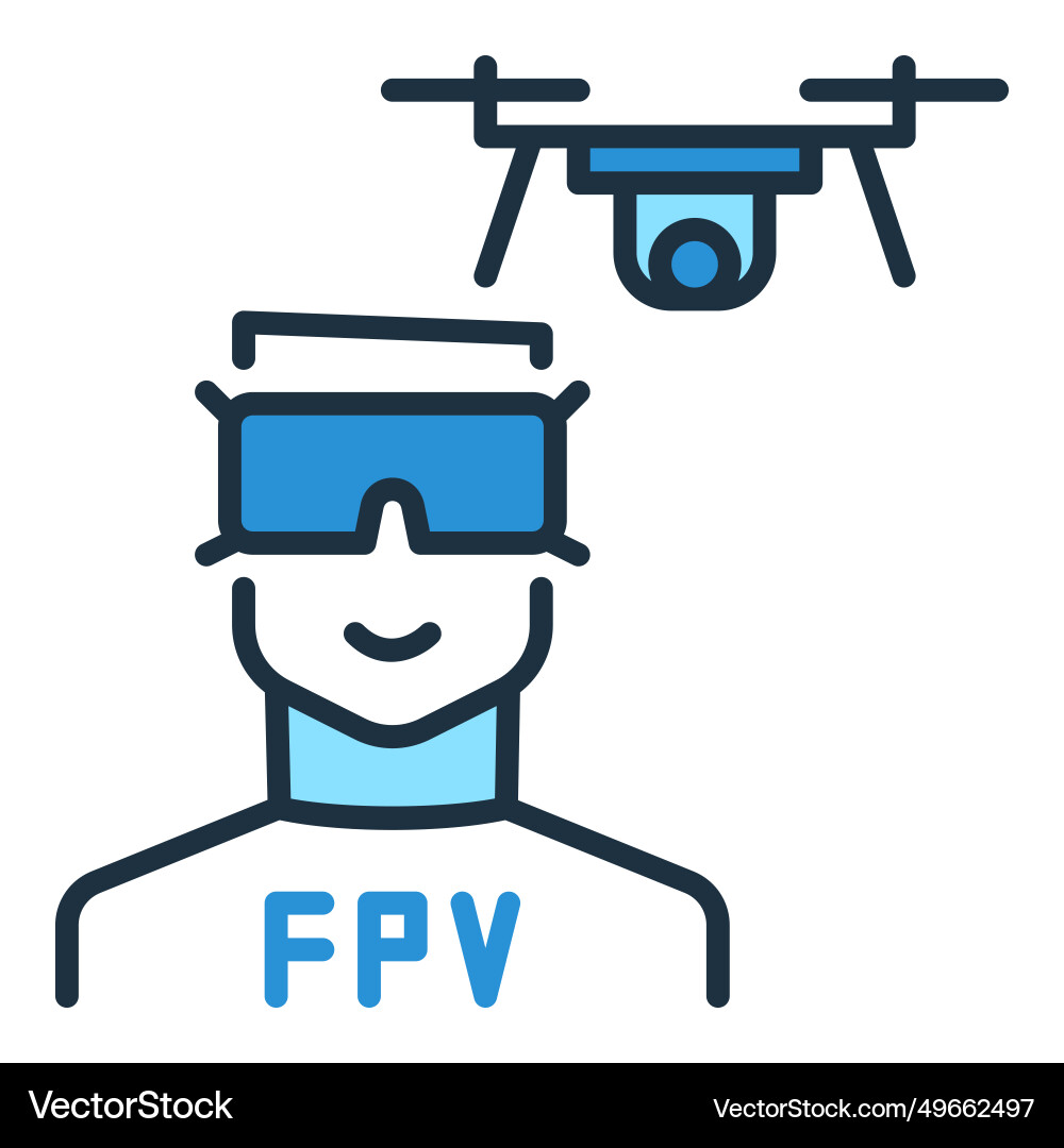Man with goggles and fpv drone concept colored Vector Image