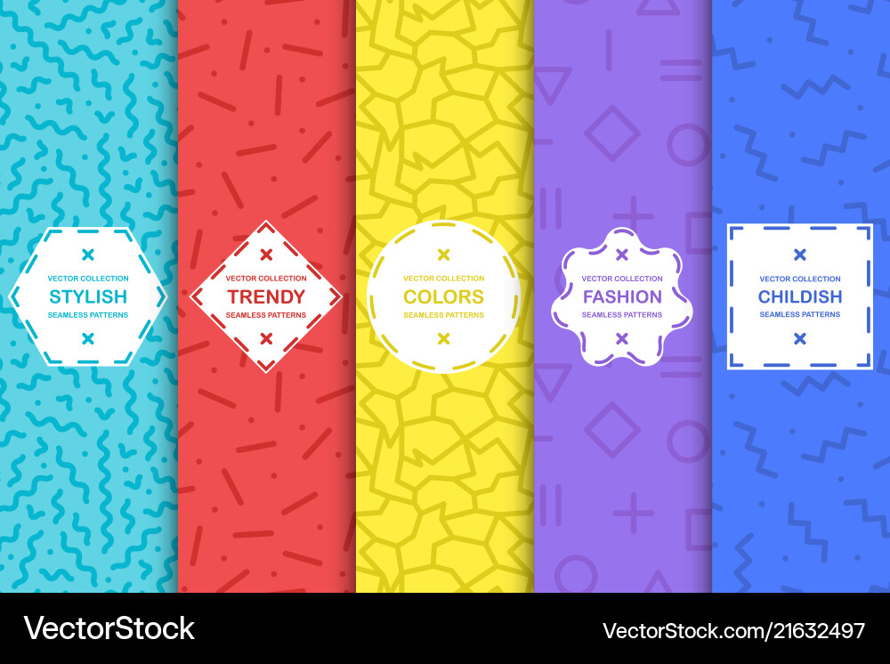 Memphis Style Pattern Set vector image