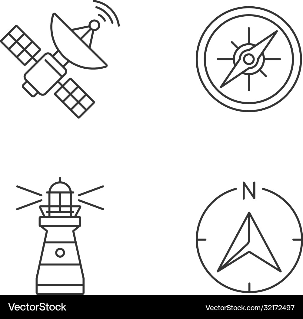 Navigation pixel perfect linear icons set vector image