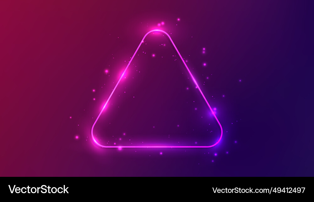 Neon rounded triangle frame with shining effects Neon rounded triangle frame with shining effects vector image