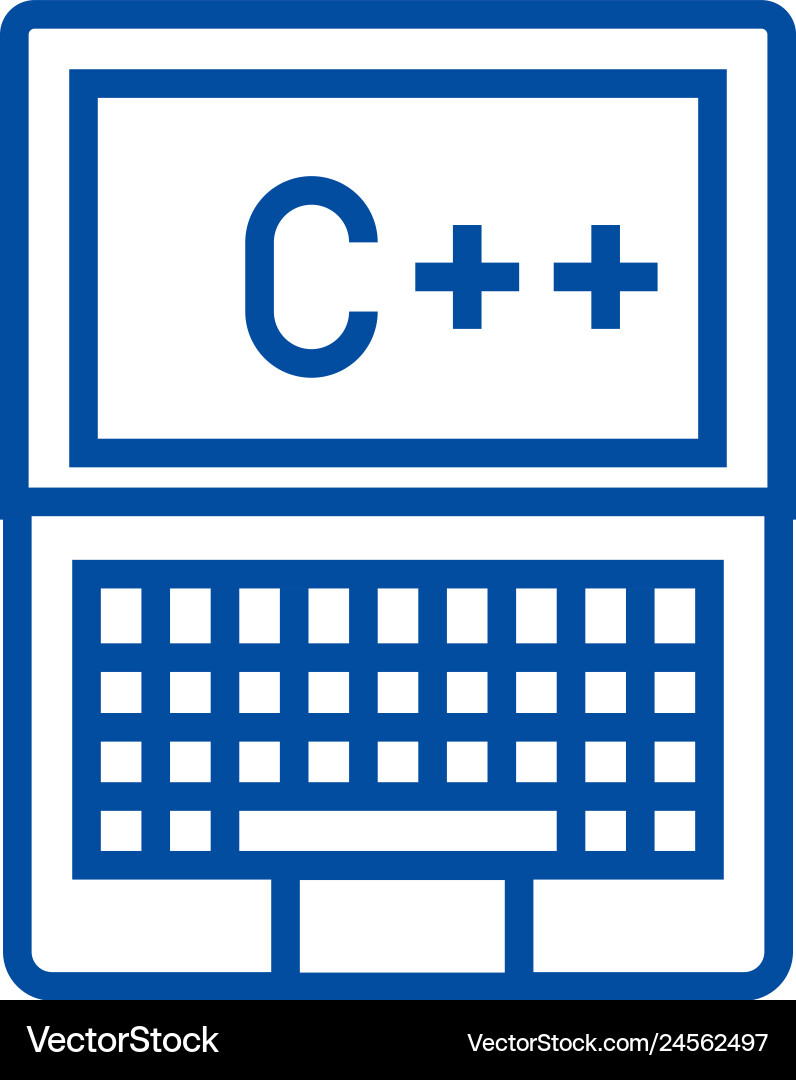 Programming coding c plus line icon concept vector image