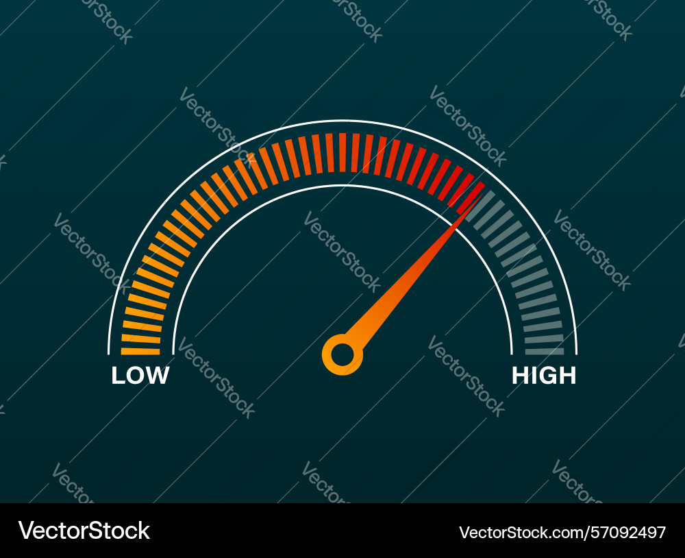 Progress bar with arrow icon in flat style meter Progress bar with arrow icon in flat style meter vector image