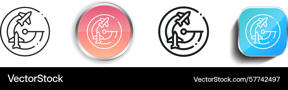 Radar icon thin linear regular and button style Radar icon thin linear regular and button style vector image