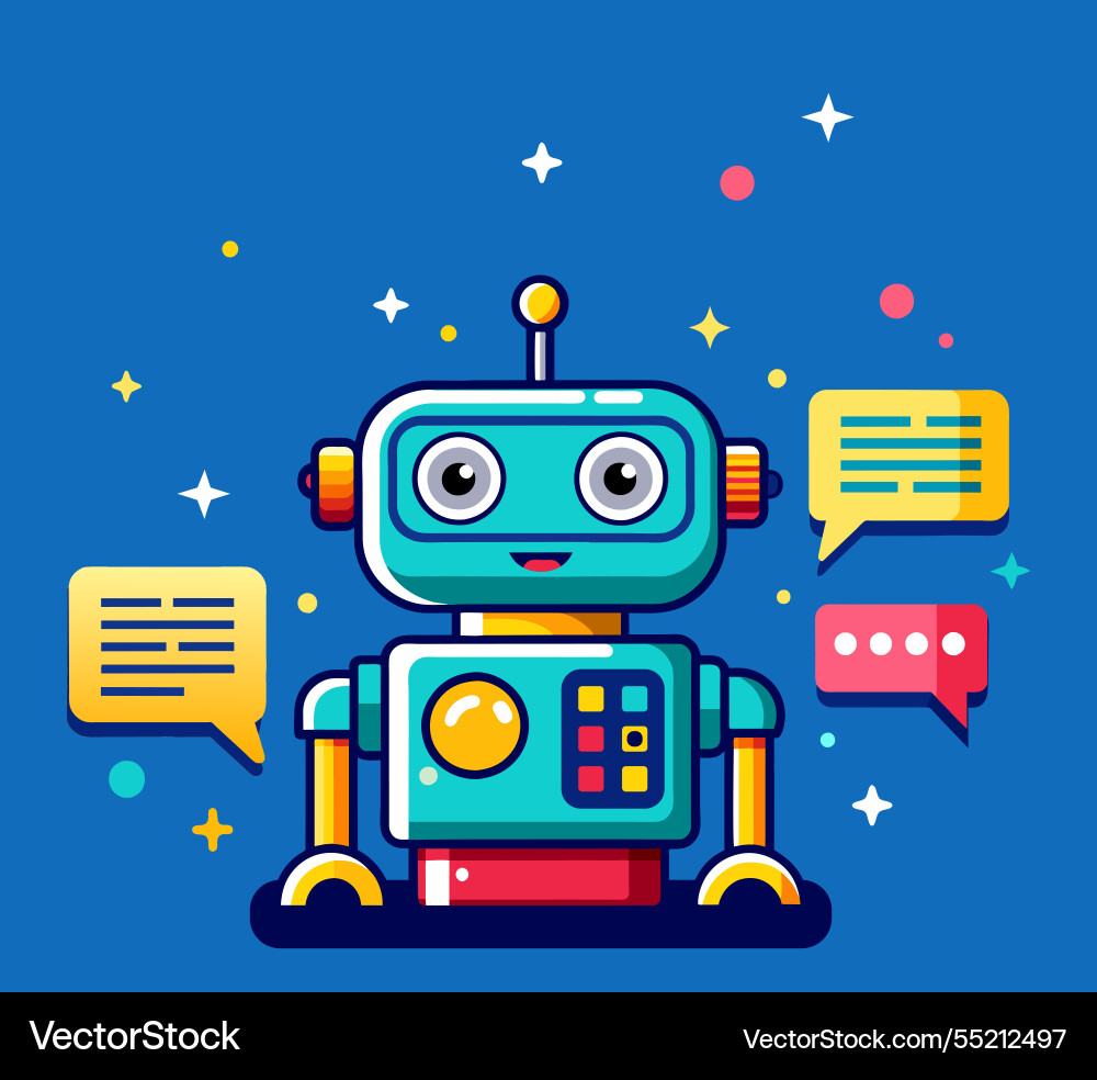Robot customer support service chat bot flat Robot customer support service chat bot flat vector image