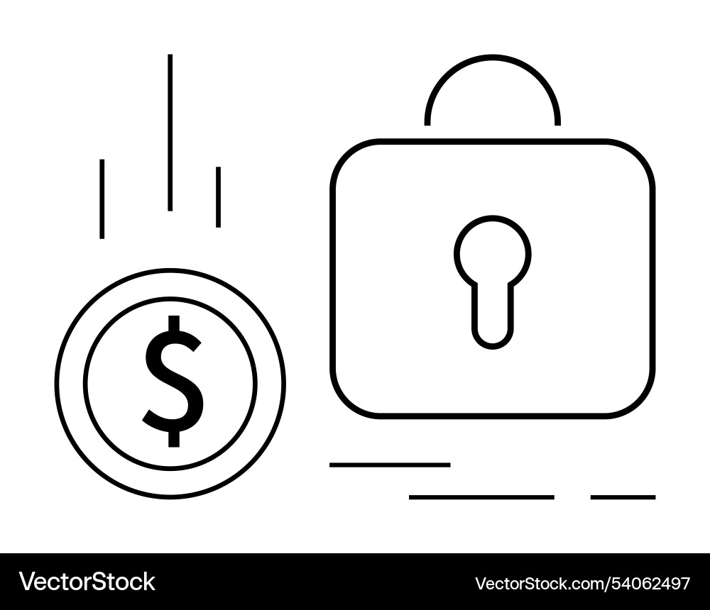 Secure payment concept with dollar coin and lock Vector Image