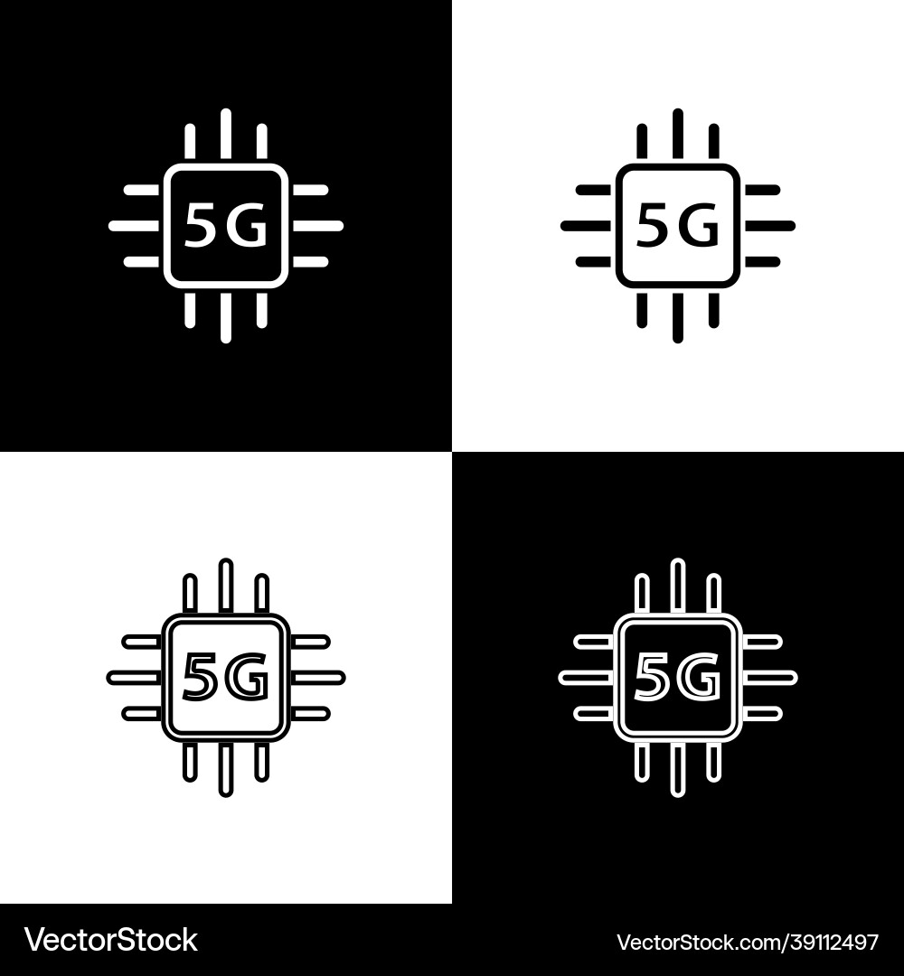 Set computer processor 5g with microcircuits cpu Set computer processor 5g with microcircuits cpu vector image