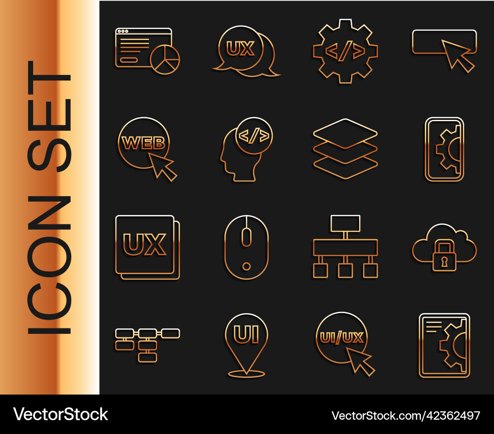 Set Line Web Development Cloud Computing Lock Set Line Web Development Cloud Computing Lock vektorbild
