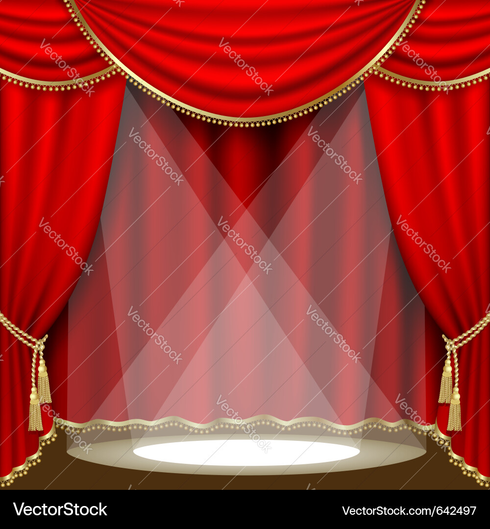 Stage with red curtain Royalty Free Vector Image