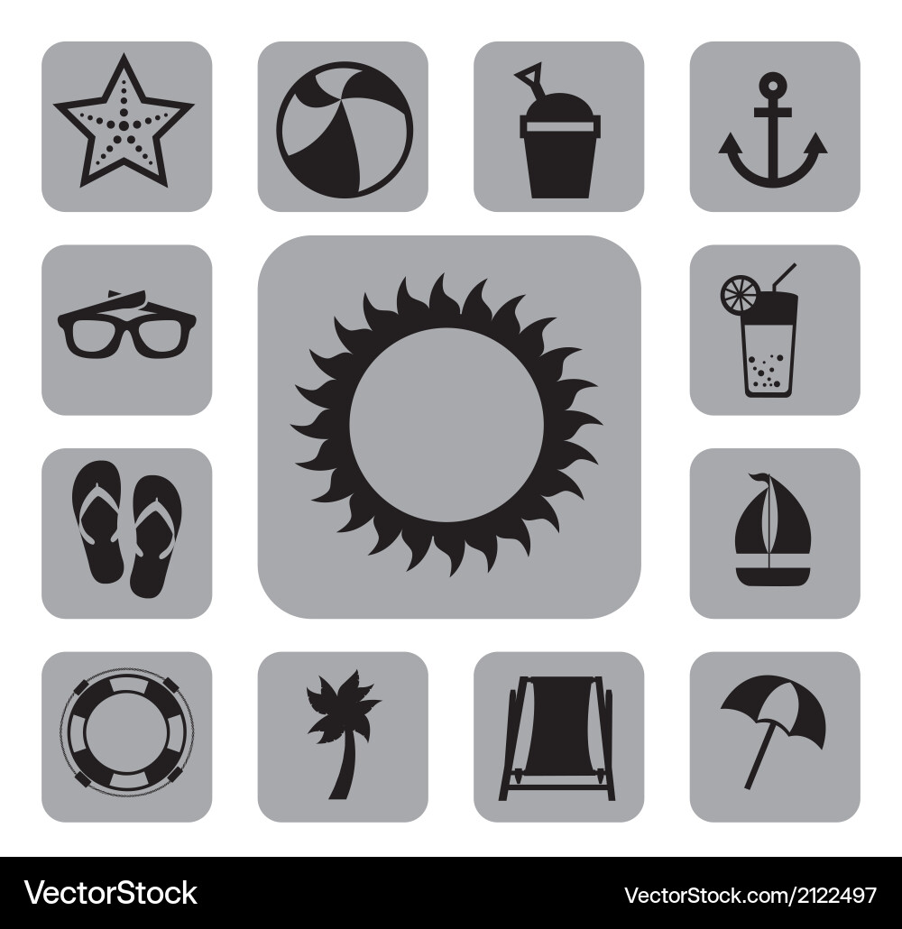 Summer icons over squares background Vector Image