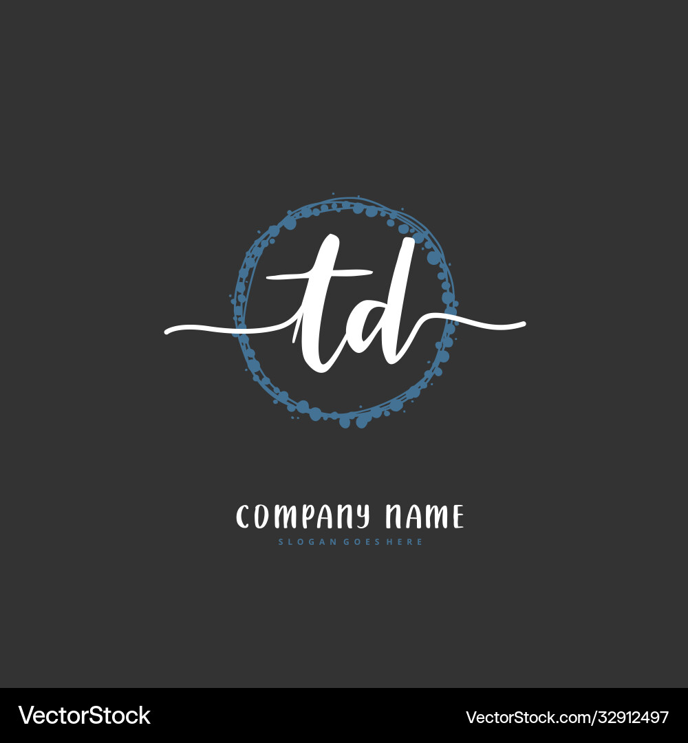 T d td initial handwriting and signature logo T d td initial handwriting and signature logo Vector Image