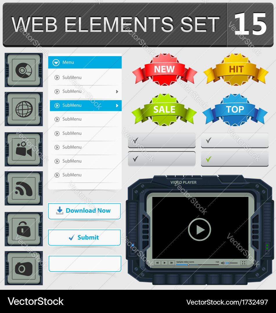 Web elements set 15 Vector Image