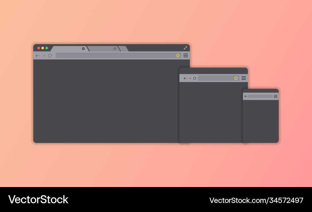 Web page banner browser window dark theme Web page banner browser window dark theme vector image