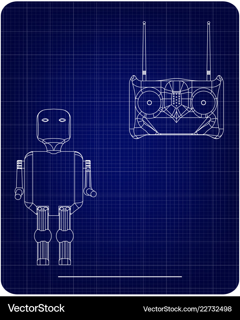 3d model of a robot and radio remote control 3d model of a robot and radio remote control vector image