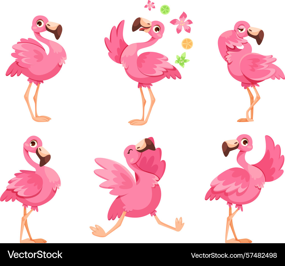 A delightful array of playful pink flamingos A delightful array of playful pink flamingos Vector Image