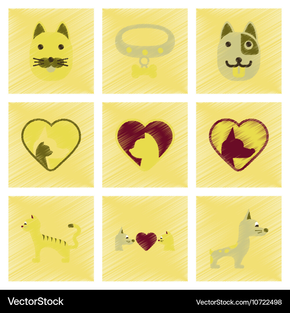 Assembly flat shading style icons dogs cats pets vector image