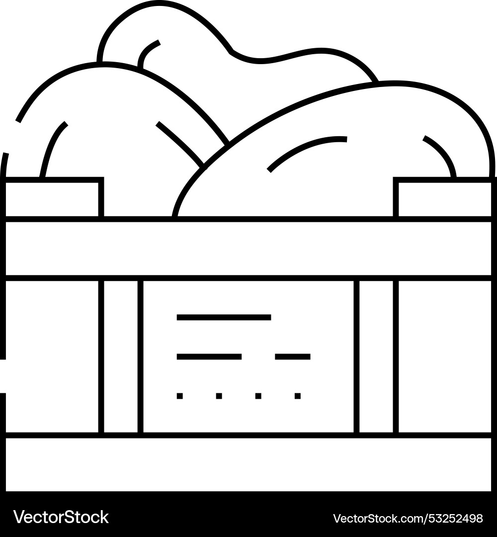 Box container with mango line icon Vector Image