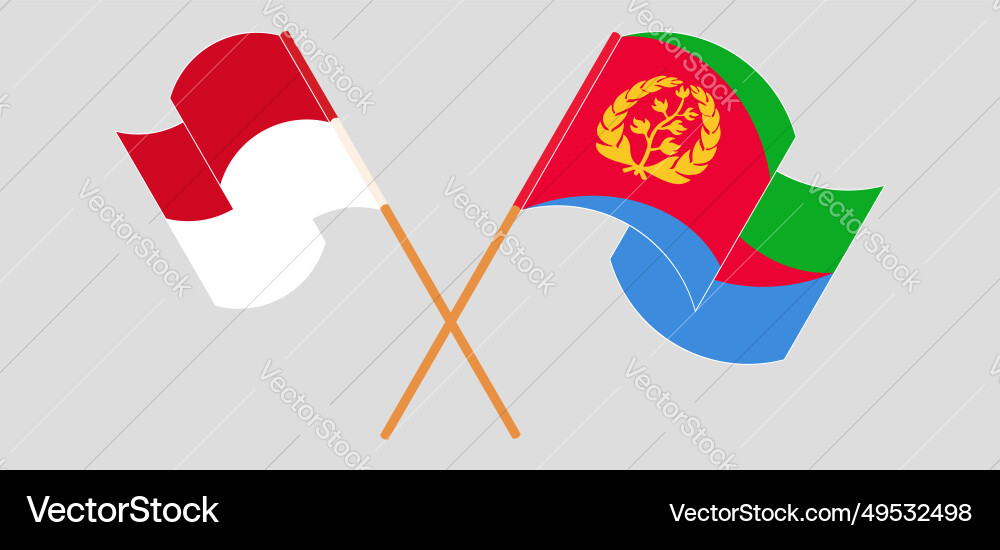 Crossed and waving flags of monaco eritrea Crossed and waving flags of monaco eritrea vector image