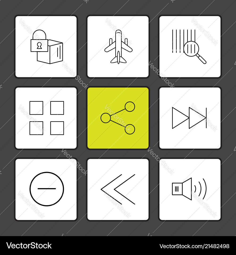 Cube share blocks speaker user interface icons Vector Image