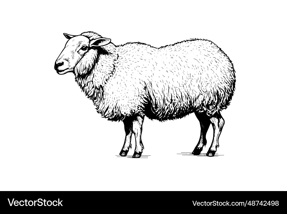 Cute sheep or lamb engraving style Cute sheep or lamb engraving style Vector Image