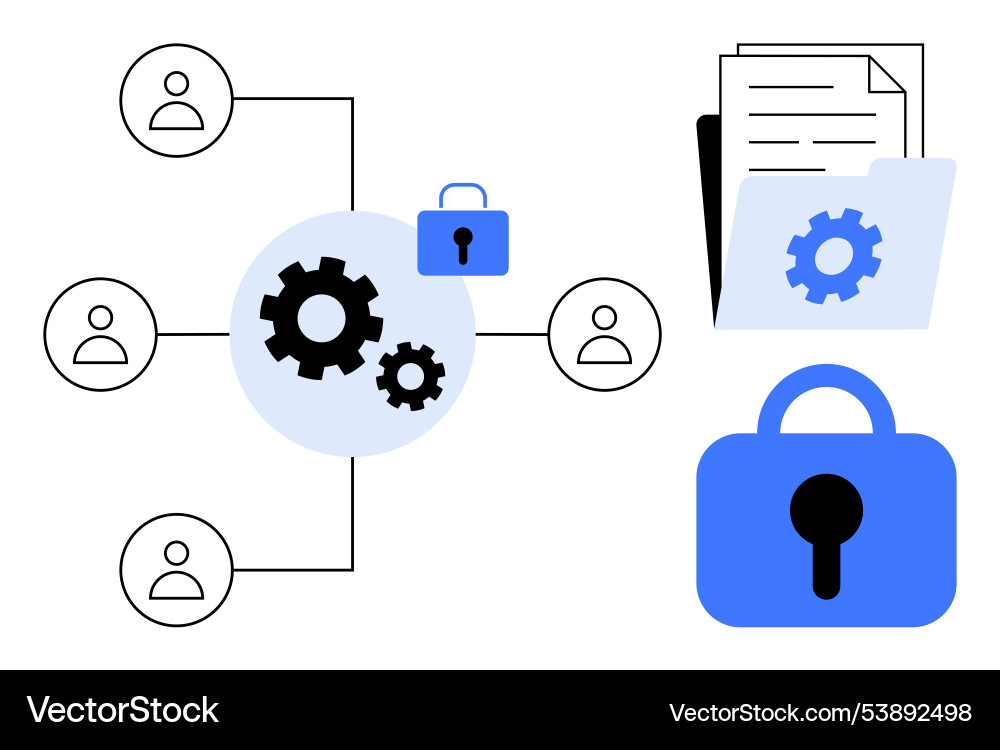 Datensicherheit und Netzwerkkonfiguration mit Benutzer Datensicherheit und Netzwerkkonfiguration mit Benutzer vektorbild