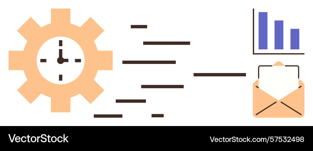 Gear with clock chart and envelope representing Gear with clock chart and envelope representing vector image