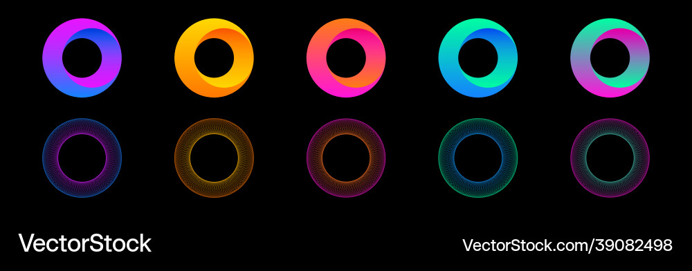 Gradient circles collection round 3d shapes Vector Image