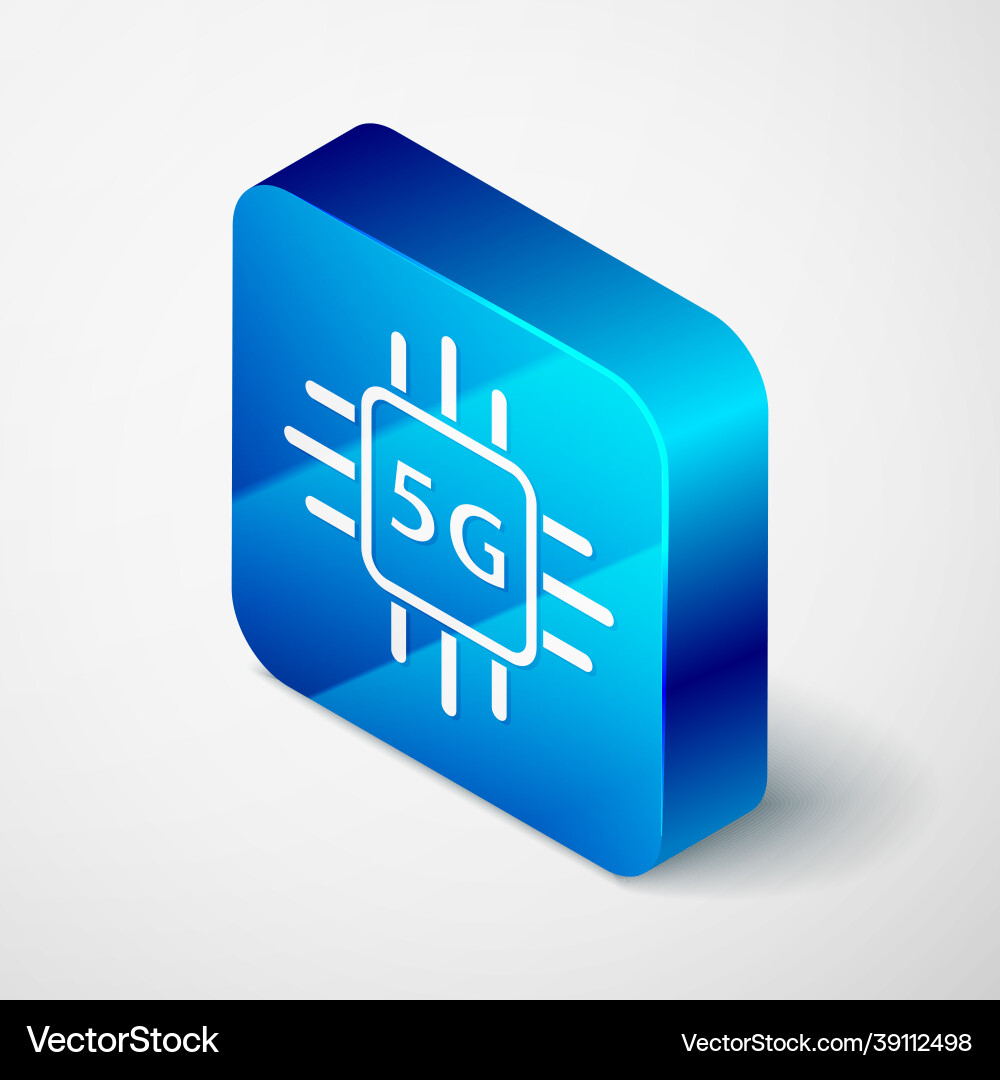 Isometric computer processor 5g with microcircuits Isometric computer processor 5g with microcircuits vector image