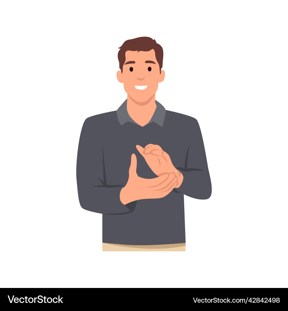 Man clapping and applauding happy joyful Man clapping and applauding happy joyful Vector Image