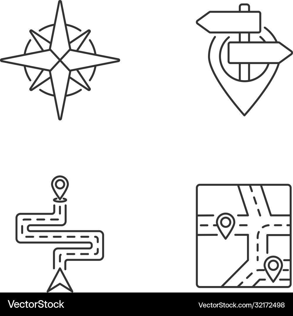 Navigation pixel perfect linear icons set vector image
