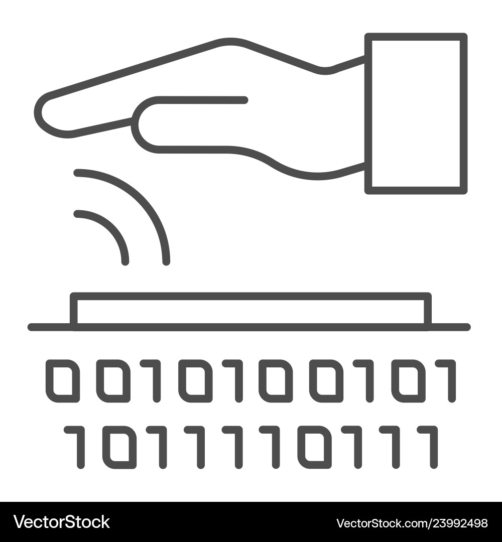 Palm recognition thin line icon verification Palm recognition thin line icon verification vector image
