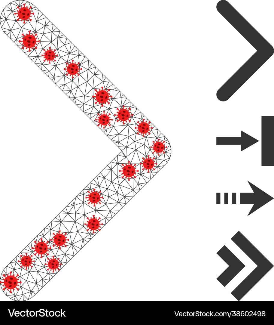 Polygonal mesh direction right icon with pathogen Polygonal mesh direction right icon with pathogen Vector Image