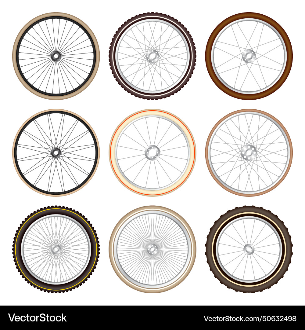 Realistic 3d retro bicycle wheels vintage bike Vector Image