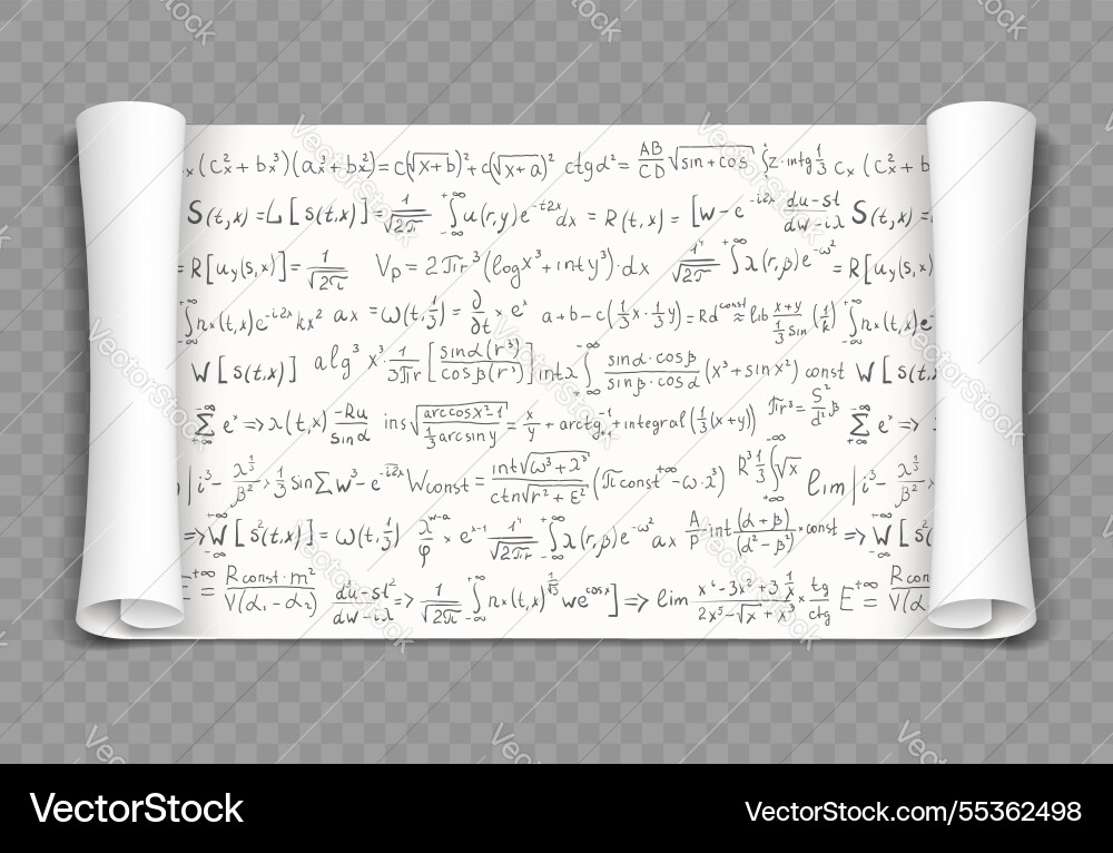 Scroll of paper with mathematical formulas Scroll of paper with mathematical formulas vector image