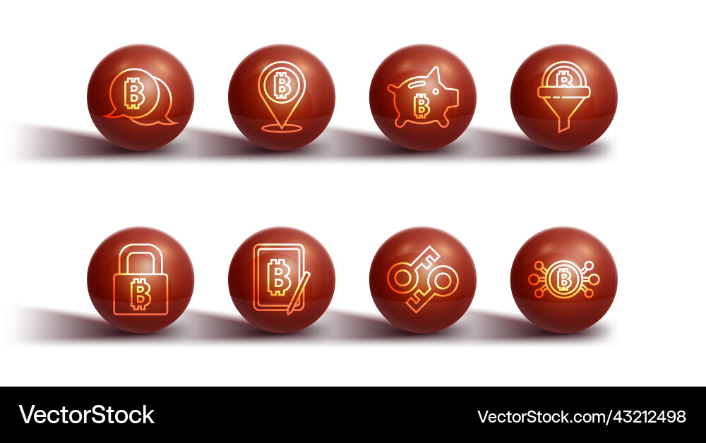 Set line bitcoin lock with sales funnel Set line bitcoin lock with sales funnel vector image