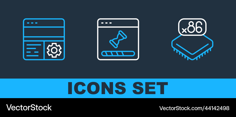 Set line processor with microcircuits cpu Set line processor with microcircuits cpu Vector Image