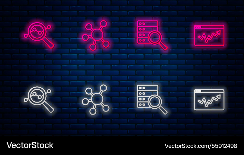 Set line project team base server search data Set line project team base server search data vector image