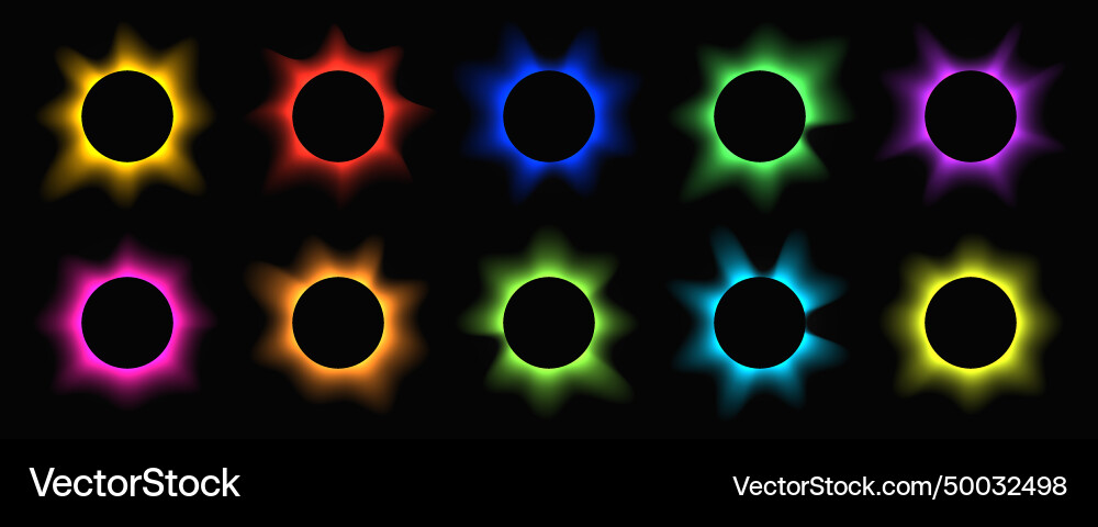 Set of circle illuminate light frames with color Set of circle illuminate light frames with color Vector Image