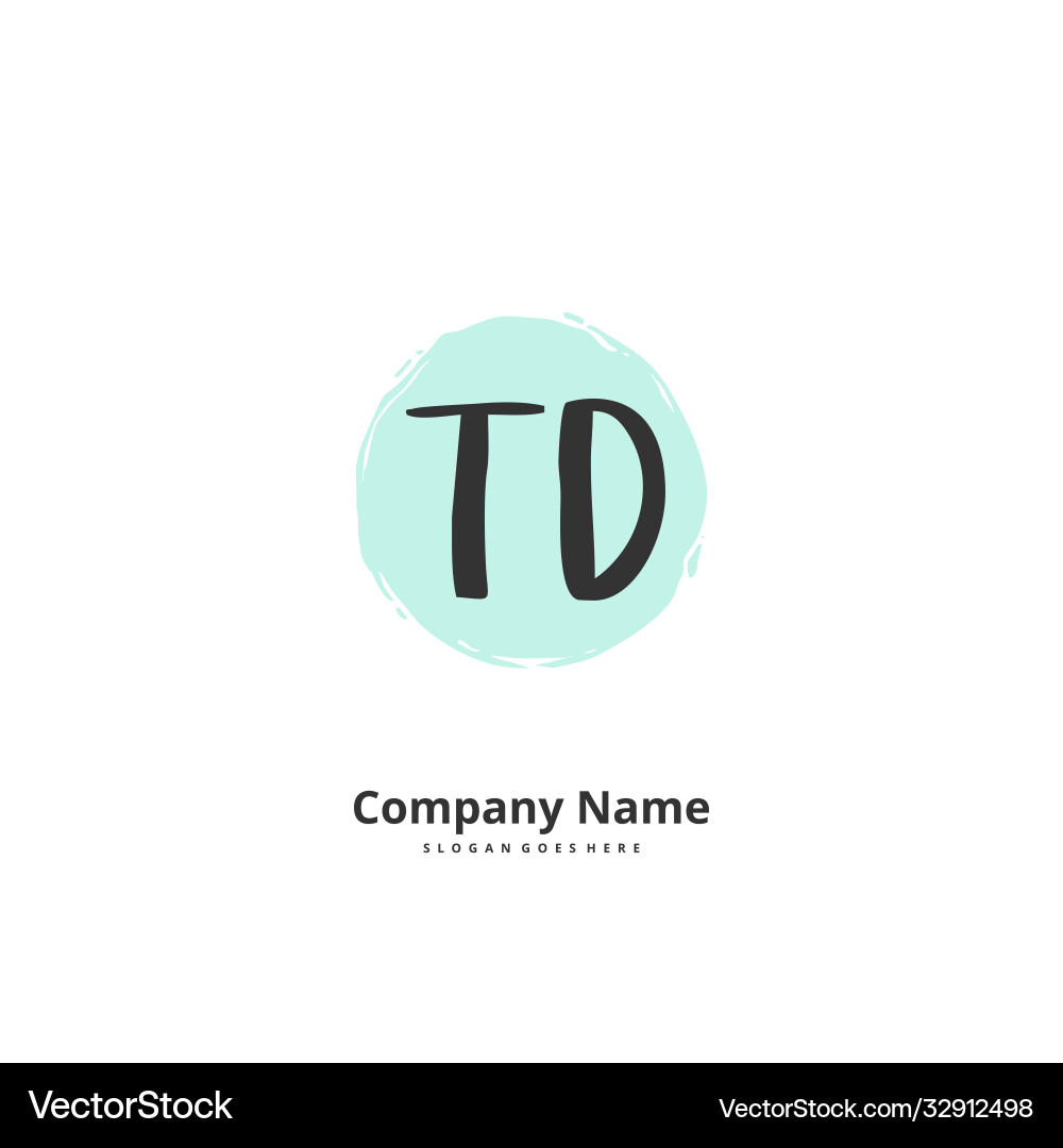 T d td initial handwriting and signature logo T d td initial handwriting and signature logo Vector Image