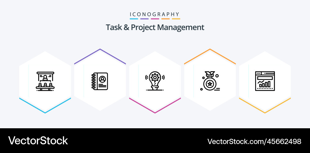 Task and project management 25 line icon pack Vector Image