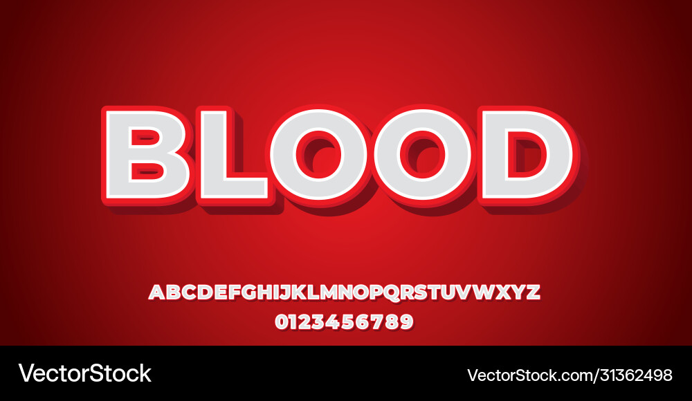 White 3d with red shadow font style design vector image